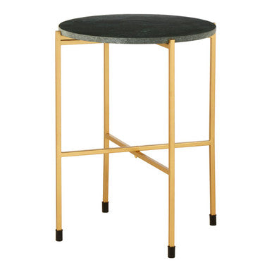 Templar Green Marble and Gold Finish Large Side Table