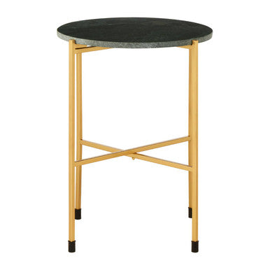 Templar Green Marble and Gold Finish Large Side Table