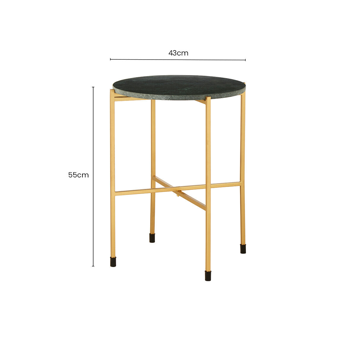 Templar Green Marble and Gold Finish Large Side Table