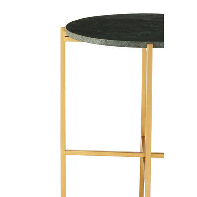 Templar Green Marble and Gold Finish Large Side Table