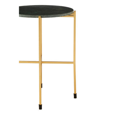 Templar Green Marble and Gold Finish Large Side Table