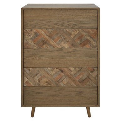 Salvar Natural Oak and Elm Wood 5 Drawer Chest
