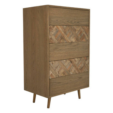Salvar Natural Oak and Elm Wood 5 Drawer Chest