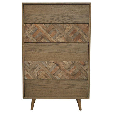 Salvar Natural Oak and Elm Wood 5 Drawer Chest