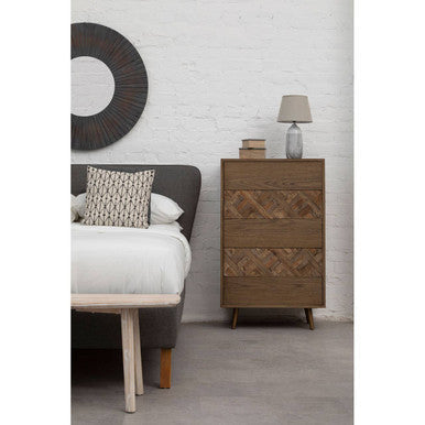 Salvar Natural Oak and Elm Wood 5 Drawer Chest