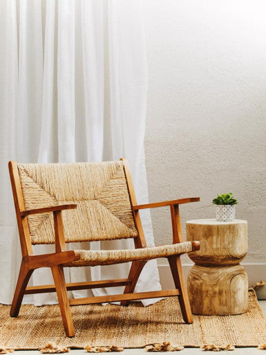 Lovina Teak Wood and Natural Rattan Armchair