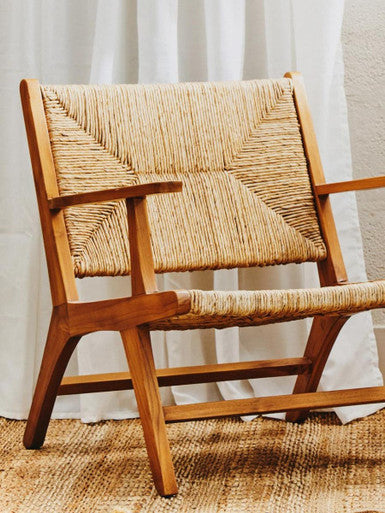 Lovina Teak Wood and Natural Rattan Armchair