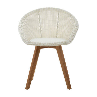 White Rattan Effect and Teak Wood Dining Chair