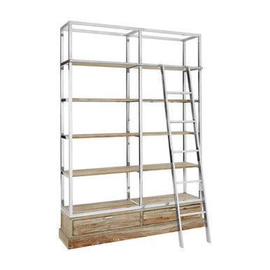 Richmond White Wash Pine Wood Shelf Unit with Ladder