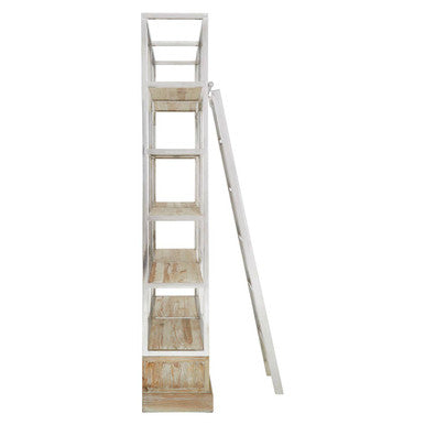 Richmond White Wash Pine Wood Shelf Unit with Ladder