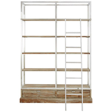 Richmond White Wash Pine Wood Shelf Unit with Ladder