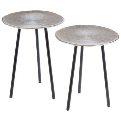 Templar Nickel Finish Textured Set of 2 Side Tables