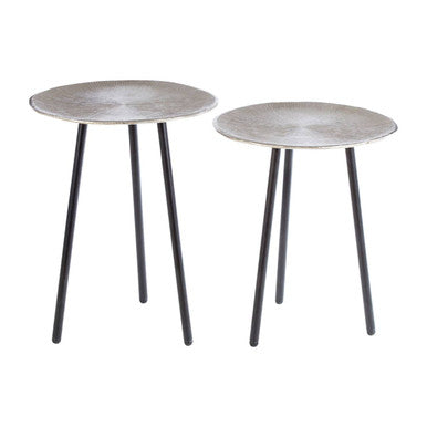 Templar Nickel Finish Textured Set of 2 Side Tables