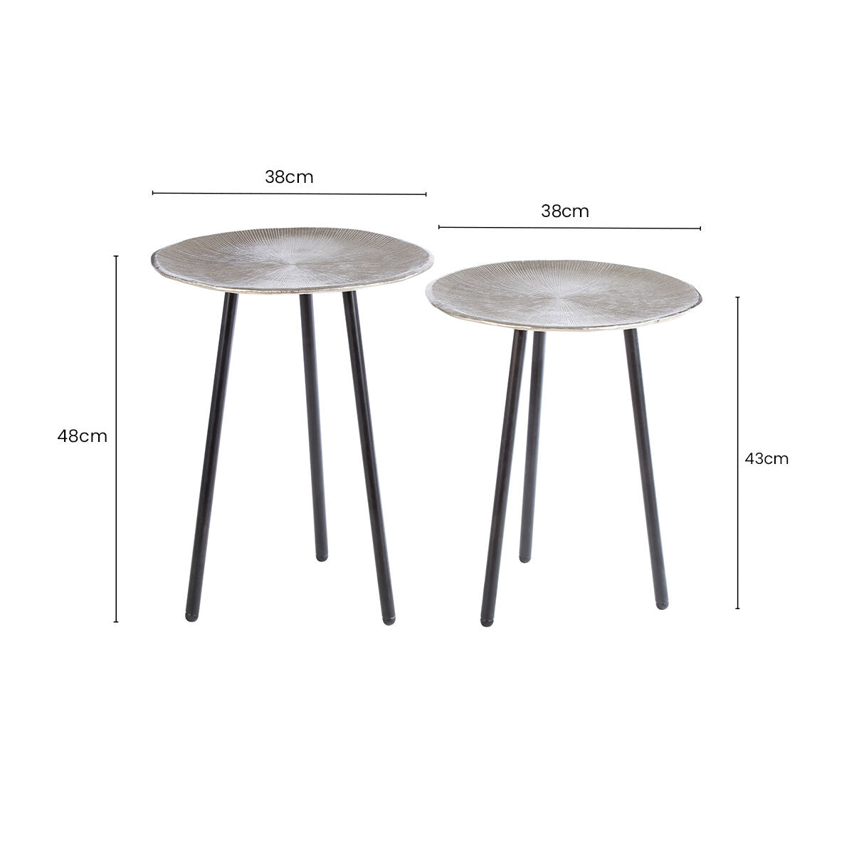 Templar Nickel Finish Textured Set of 2 Side Tables