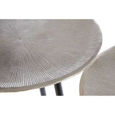 Templar Nickel Finish Textured Set of 2 Side Tables