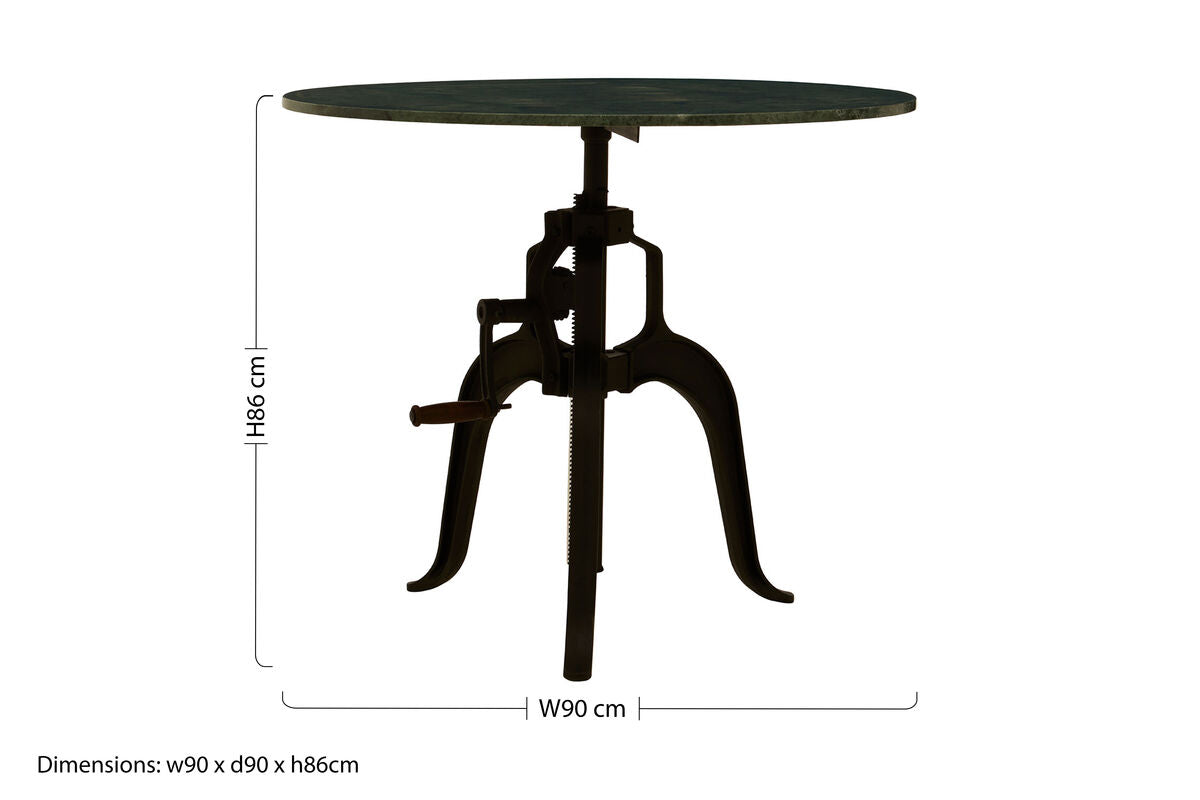 Vasco Green Marble and Black Metal Bar Table