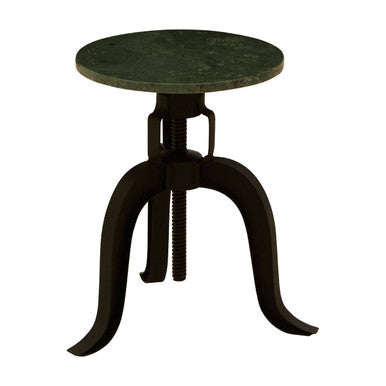 Vasco Green Marble and Black Metal Bar Stool