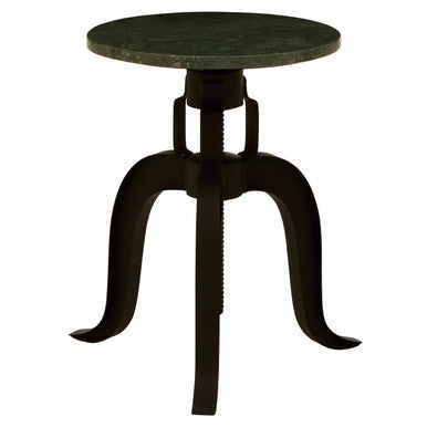 Vasco Green Marble and Black Metal Bar Stool