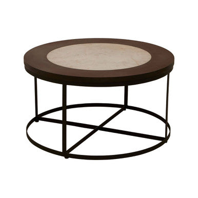 Vasco White Marble Coffee Table with Black Base