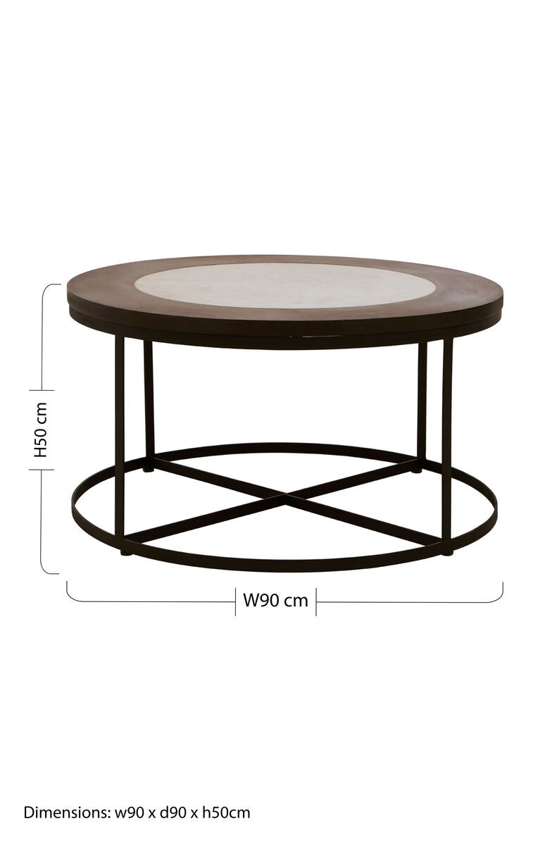 Vasco White Marble Coffee Table with Black Base