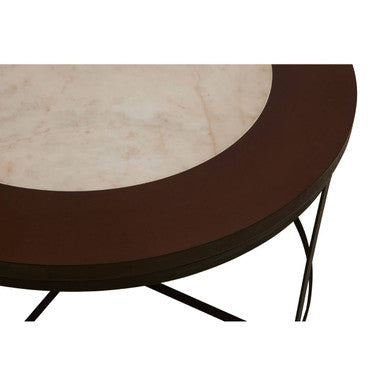 Vasco White Marble Coffee Table with Black Base