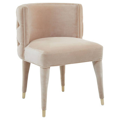 Beige Velvet Tufted Curved Dining Chair | Villi