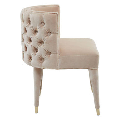 Beige Velvet Tufted Curved Dining Chair | Villi
