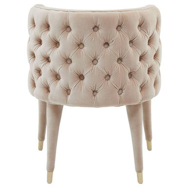 Beige Velvet Tufted Curved Dining Chair | Villi