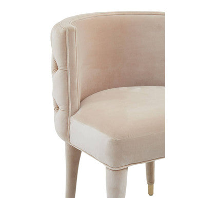 Beige Velvet Tufted Curved Dining Chair | Villi