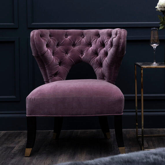 Villi Lilac Velvet Button Tufted Accent Chair