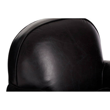 Victor Black Leather Armchair with Brass Stud Detail