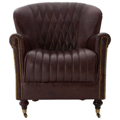 Victor Brown Leather Quilted Armchair