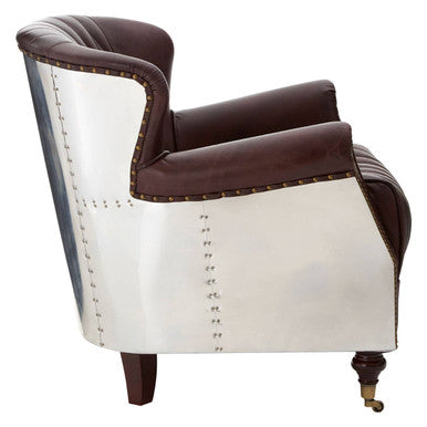 Victor Brown Leather Quilted Armchair
