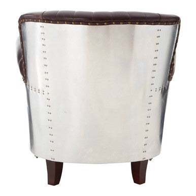 Victor Brown Leather Quilted Armchair