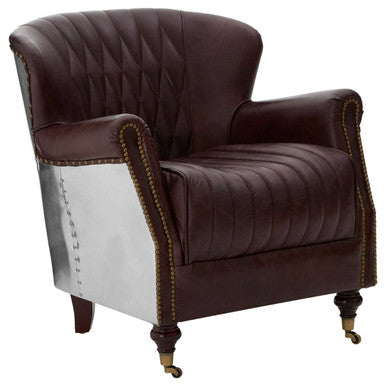 Victor Brown Leather Quilted Armchair