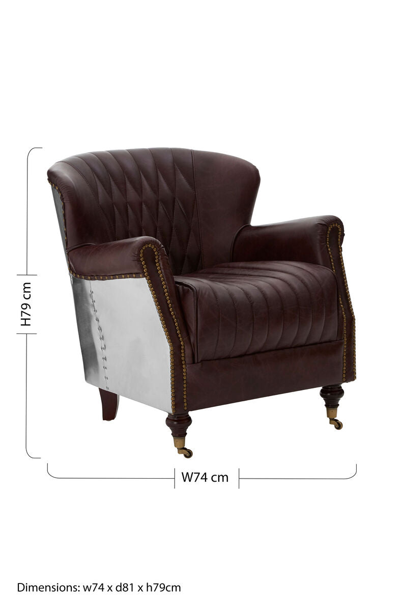 Victor Brown Leather Quilted Armchair