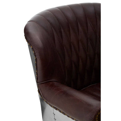 Victor Brown Leather Quilted Armchair
