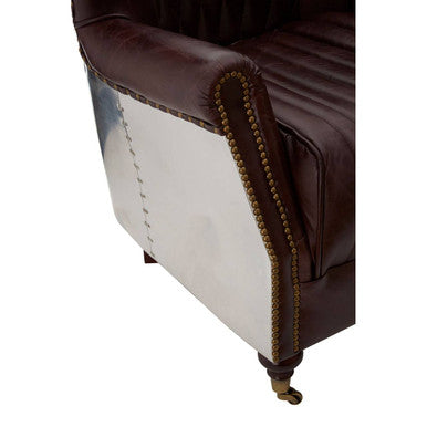 Victor Brown Leather Quilted Armchair