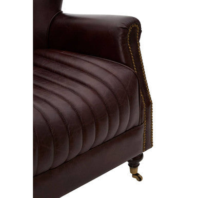 Victor Brown Leather Quilted Armchair