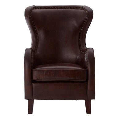 Victor Brown Leather Wingback Lounge Chair