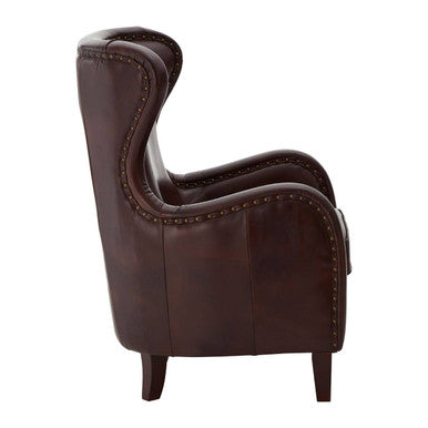 Victor Brown Leather Wingback Lounge Chair