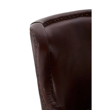 Victor Brown Leather Wingback Lounge Chair