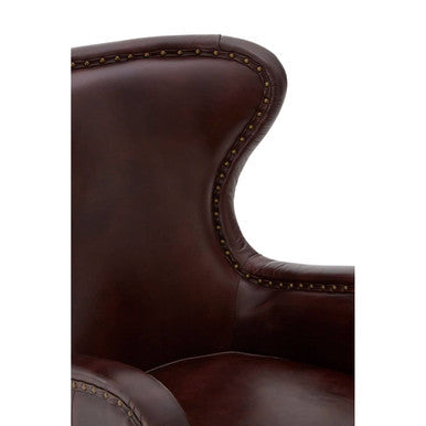 Victor Brown Leather Wingback Lounge Chair