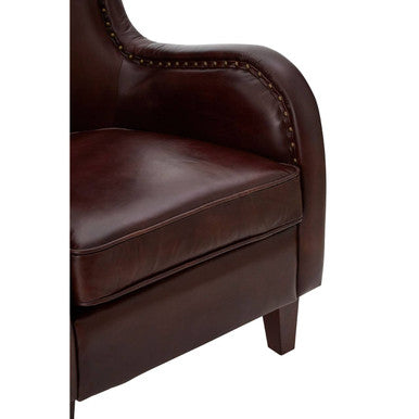 Victor Brown Leather Wingback Lounge Chair