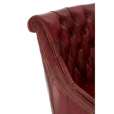 Victor Deep Red Leather Lounge Chair with Button Tufted Back