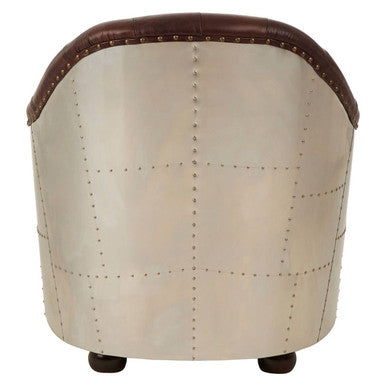 Victor Brown Leather Button Tufted Tub Chair