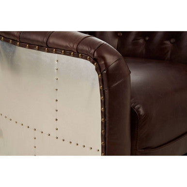 Victor Brown Leather Button Tufted Tub Chair