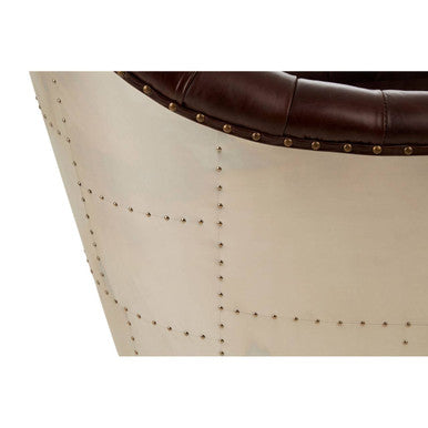 Victor Brown Leather Button Tufted Tub Chair