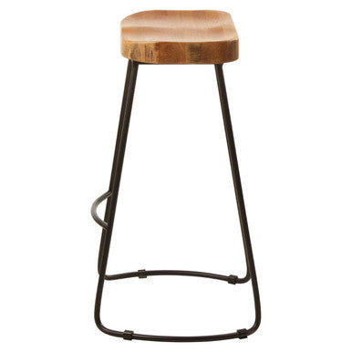 Lyon Natural Oak Wood Bar Stool with Black Finish Base