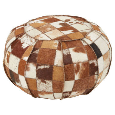 Leather Patchwork Pouffe | Buffalo